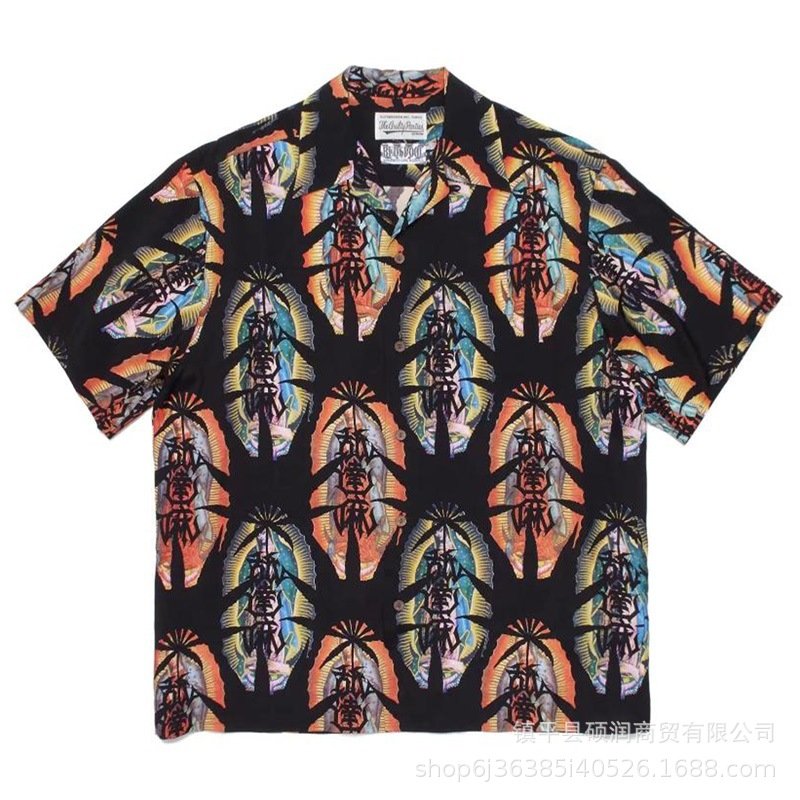 画像6: Unisex loose Aloha shirt short sleeves shirt 男女兼用 ユニセックス  ヒップホップアロハシャツ (6)
