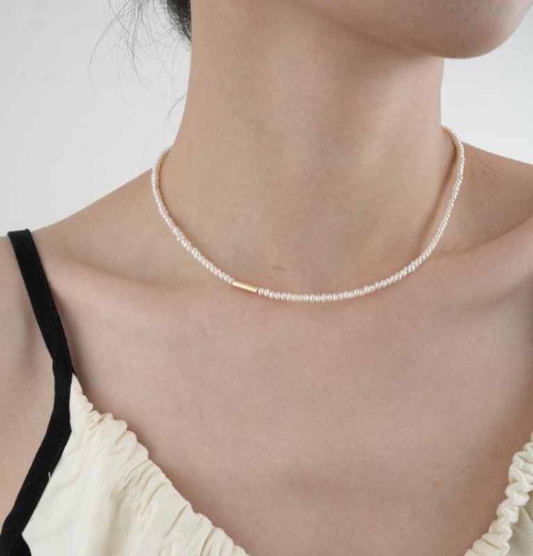 画像4: mini brick BABY pearl necklace jewelrynecklace 　ミニブリックベビーパール チョーカーネックレス (4)