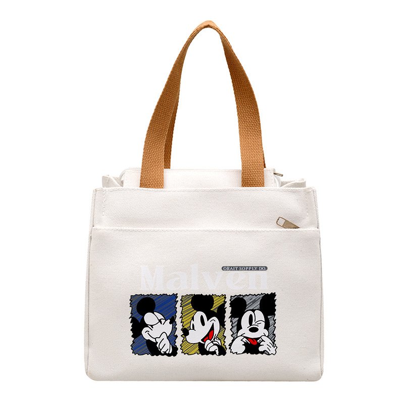 画像2: Mickey Mouse Handle Leather Canvas Tote Eco Bag　ミッキーマウスハンドルレザーキャンバストート エコバッグ (2)