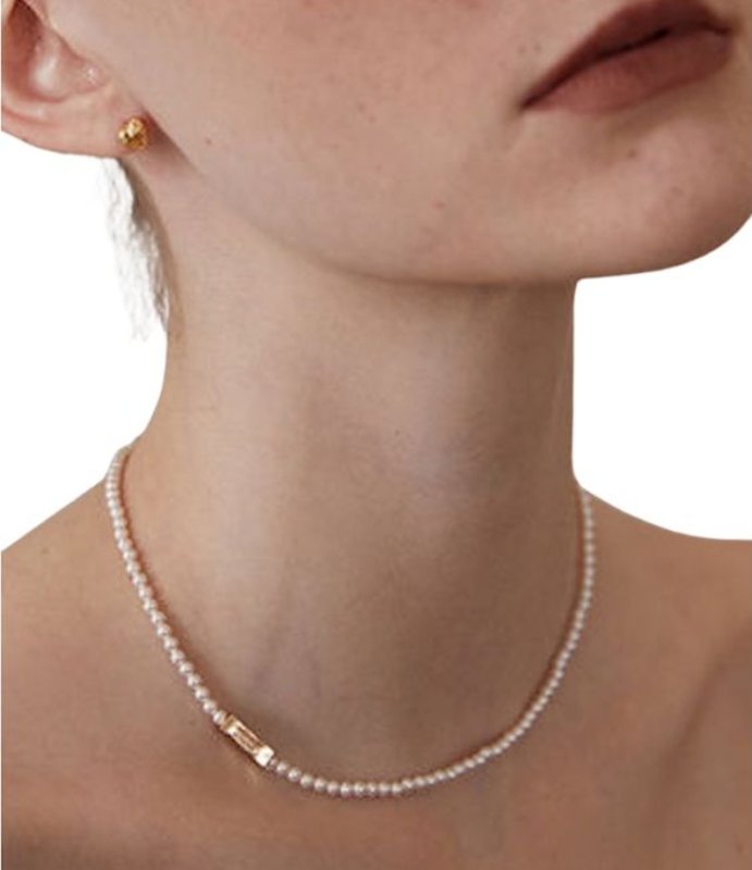 画像1: mini brick BABY pearl necklace jewelrynecklace 　ミニブリックベビーパール チョーカーネックレス (1)