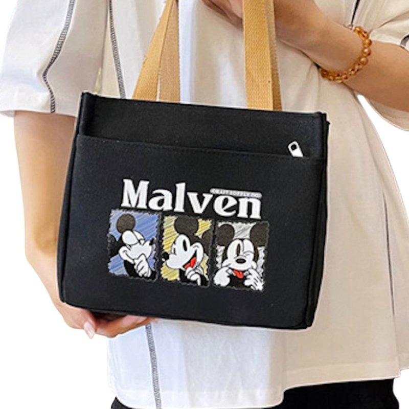 画像4: Mickey Mouse Handle Leather Canvas Tote Eco Bag　ミッキーマウスハンドルレザーキャンバストート エコバッグ (4)