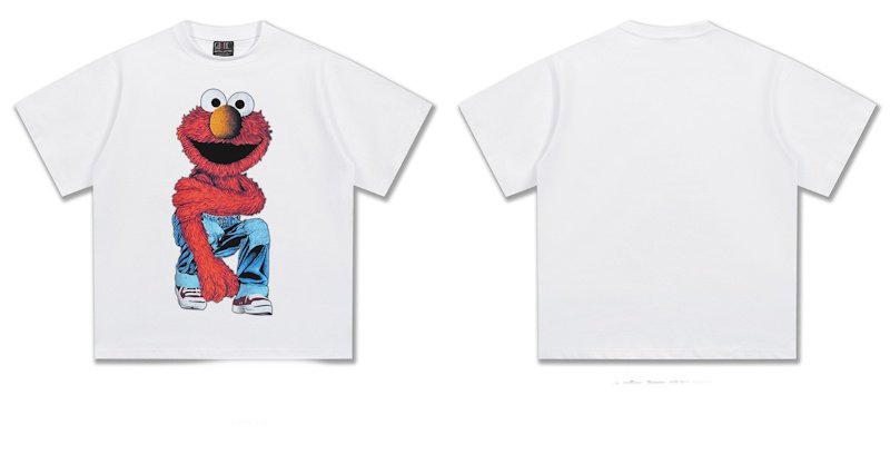 画像8: Unisex Stylish denim pants with Sesame Street Print T-shirt　 男女兼用 ユニセックスおしゃれデニムパンツセサミストリートプリント半袖Tシャツ (8)