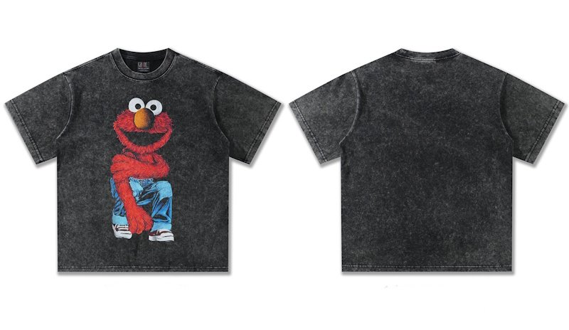 画像5: Unisex Stylish denim pants with Sesame Street Print T-shirt　 男女兼用 ユニセックスおしゃれデニムパンツセサミストリートプリント半袖Tシャツ (5)
