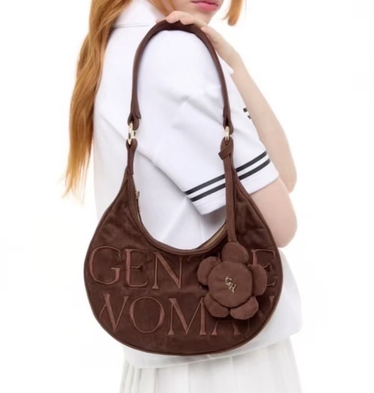 画像2: gentlewoman suede letter half moon shoulder tote underarm bag　gentlewomanスエードレターハーフムーンショルダートートアンダーアームバッグ (2)