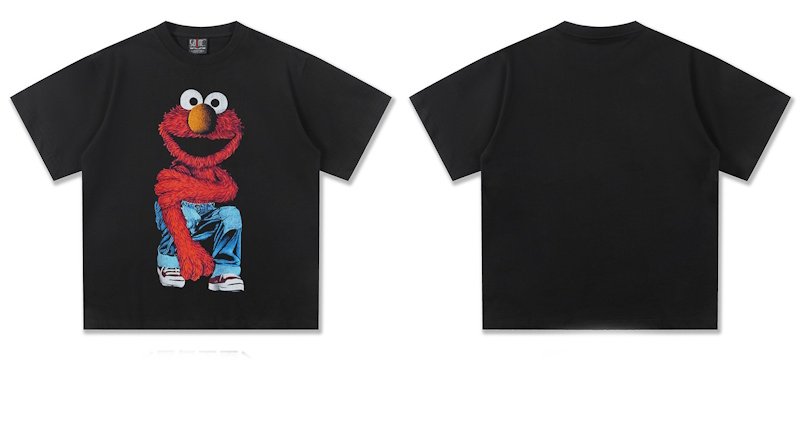 画像7: Unisex Stylish denim pants with Sesame Street Print T-shirt　 男女兼用 ユニセックスおしゃれデニムパンツセサミストリートプリント半袖Tシャツ (7)