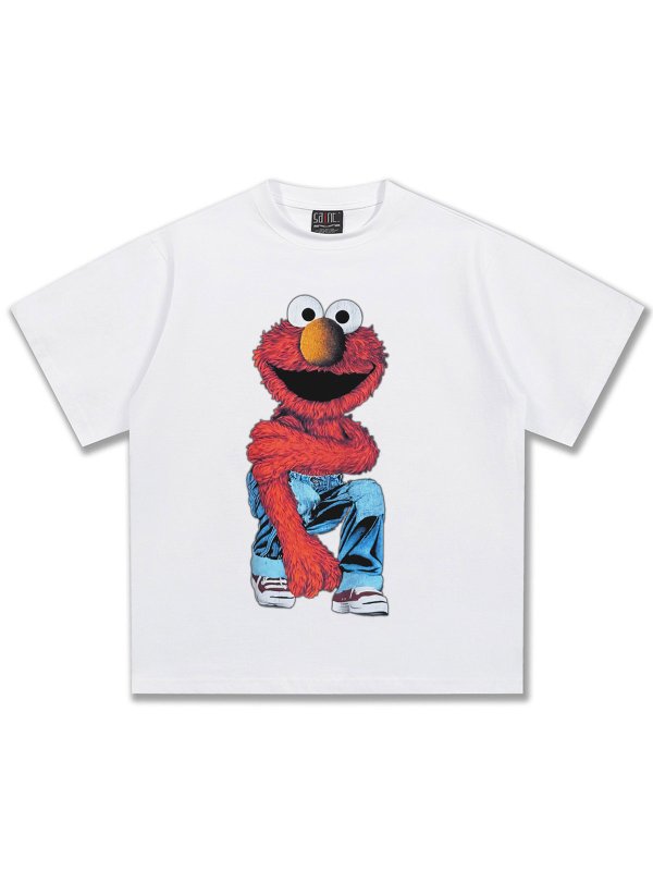 画像3: Unisex Stylish denim pants with Sesame Street Print T-shirt　 男女兼用 ユニセックスおしゃれデニムパンツセサミストリートプリント半袖Tシャツ (3)