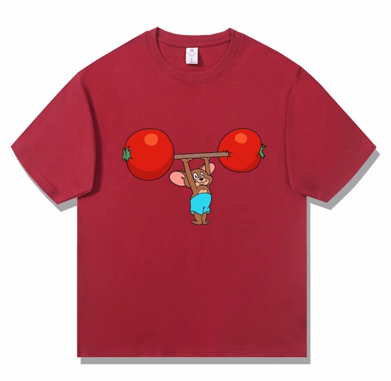 画像3: Tomato Jelly & Iron Tom Weightlifting Print T-shirt 　 男女兼用 ユニセックストマトジェリー＆アイアントムウエイトリフティングプリント半袖Tシャツ (3)
