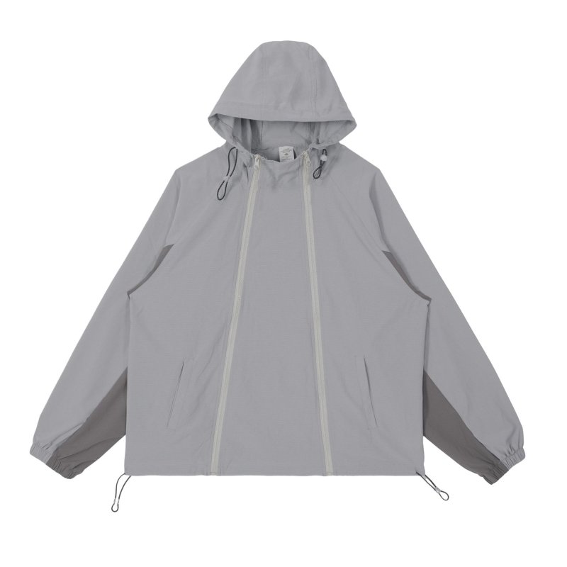 画像13: Double zipper outdoor breathable loose fit sun protection sports suit set up ダブルジップサンプロテクト長袖フーディ＆ショートパンツセットアップスーツ (13)