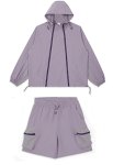 画像1: Double zipper outdoor breathable loose fit sun protection sports suit set up ダブルジップサンプロテクト長袖フーディ＆ショートパンツセットアップスーツ (1)