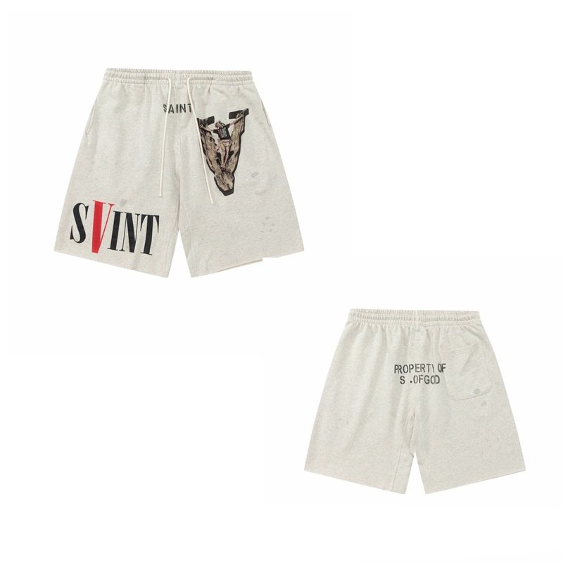 画像5: Unisex V&Jesus Paint Sweat Shorts pants ユニセックス 男女兼用 V&ジーザスペイントプリントスウェットハーフパンツ (5)