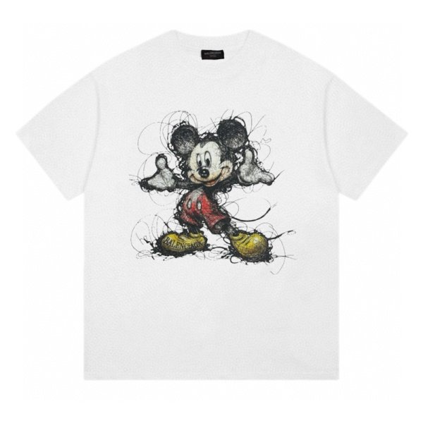 画像1: Distressed Mickey Mouse print vintage style T-shirt 　 男女兼用 ユニセックスダメージミッキーマウスプリントヴィンテージスタイルプリント半袖Tシャツ (1)