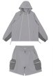 画像3: Double zipper outdoor breathable loose fit sun protection sports suit set up ダブルジップサンプロテクト長袖フーディ＆ショートパンツセットアップスーツ (3)