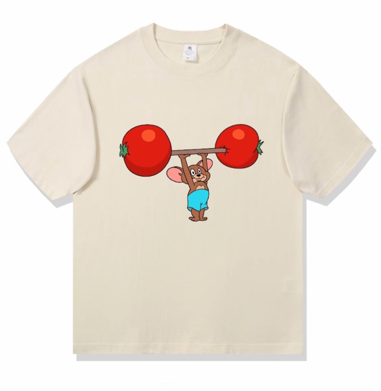 画像5: Tomato Jelly & Iron Tom Weightlifting Print T-shirt 　 男女兼用 ユニセックストマトジェリー＆アイアントムウエイトリフティングプリント半袖Tシャツ (5)