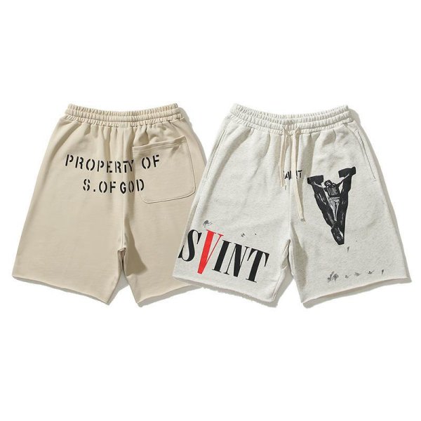 画像1: Unisex V&Jesus Paint Sweat Shorts pants ユニセックス 男女兼用 V&ジーザスペイントプリントスウェットハーフパンツ (1)