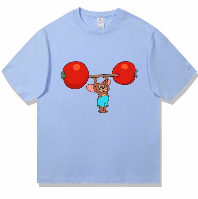 画像2: Tomato Jelly & Iron Tom Weightlifting Print T-shirt 　 男女兼用 ユニセックストマトジェリー＆アイアントムウエイトリフティングプリント半袖Tシャツ (2)