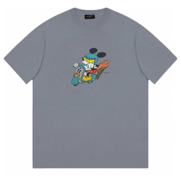 画像1: Unisex Mickey Mouse & Scooter Print Vintage Style T-Shirt　 男女兼用 ユニセックスミッキーマウス＆スクータープリントヴィンテージスタイルTシャツ半袖Tシャツ (1)