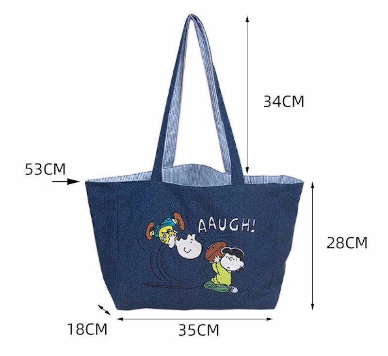 画像4: Snoopy cloth large capacity tote shoulder shopping bag　スヌーピー クロスラージキャパシティーショルダートートバッグ (4)