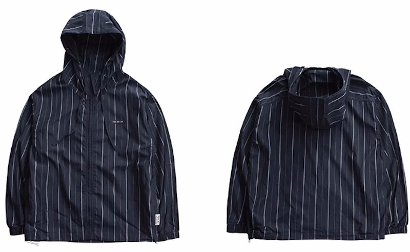 画像7: Striped hooded long sleeve zip-up jacket and short pants  set up ストライプ長袖フーディ＆ショートパンツセットアップスーツ (7)