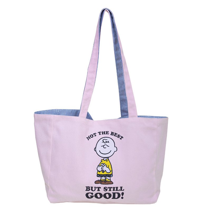 画像3: Snoopy cloth large capacity tote shoulder shopping bag　スヌーピー クロスラージキャパシティーショルダートートバッグ (3)