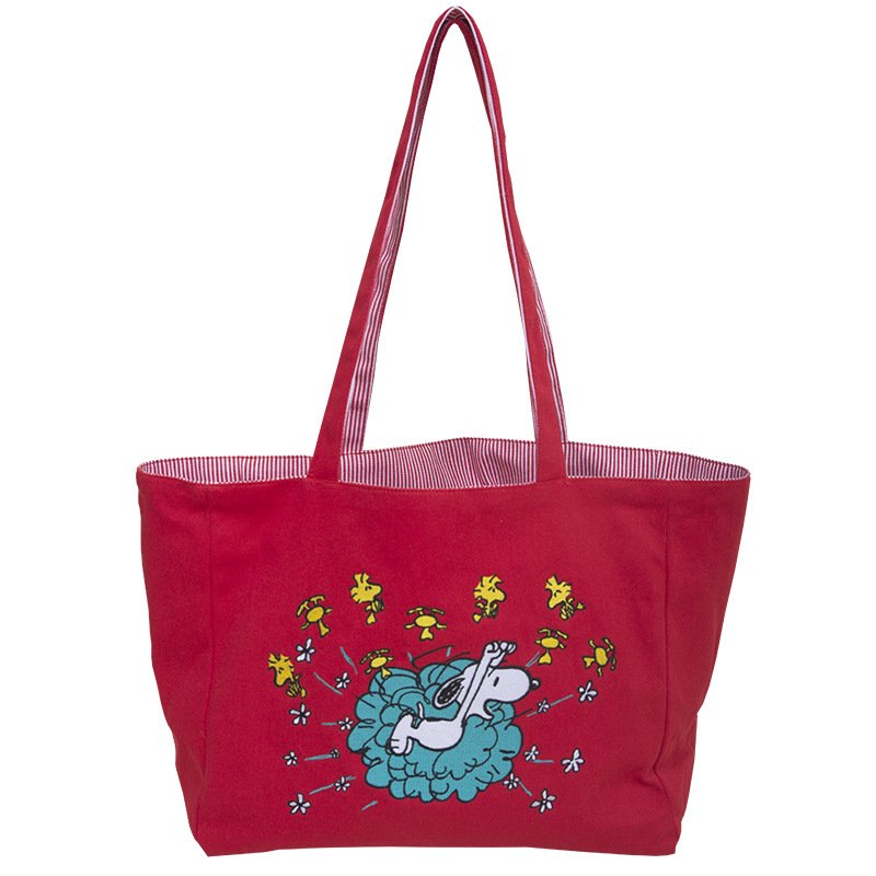 画像2: Snoopy cloth large capacity tote shoulder shopping bag　スヌーピー クロスラージキャパシティーショルダートートバッグ (2)