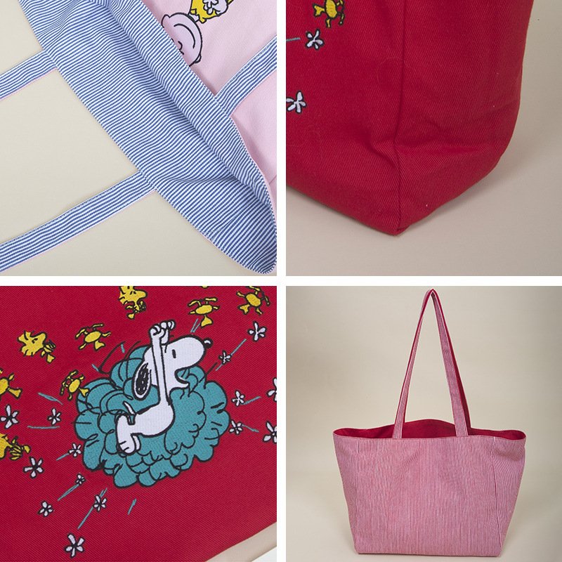 画像7: Snoopy cloth large capacity tote shoulder shopping bag　スヌーピー クロスラージキャパシティーショルダートートバッグ (7)