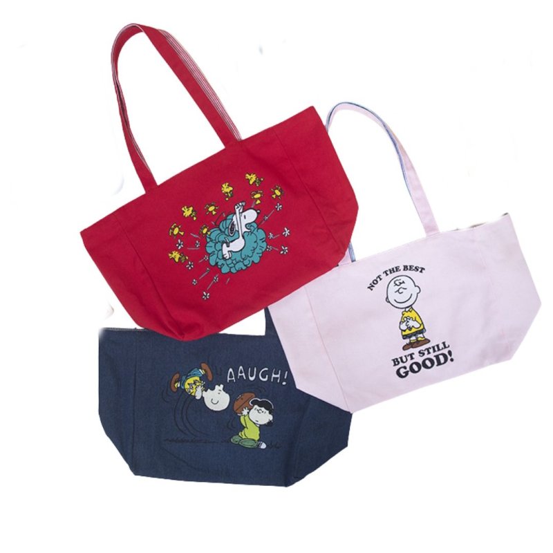 画像6: Snoopy cloth large capacity tote shoulder shopping bag　スヌーピー クロスラージキャパシティーショルダートートバッグ (6)