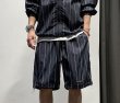 画像4: Striped hooded long sleeve zip-up jacket and short pants  set up ストライプ長袖フーディ＆ショートパンツセットアップスーツ (4)