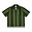 画像1:  Unisex Embroidered striped short sleeve shirt　男女兼用 ユニセックスレトロ刺繍ストライプ半袖シャツ (1)