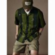画像4:  Unisex Embroidered striped short sleeve shirt　男女兼用 ユニセックスレトロ刺繍ストライプ半袖シャツ (4)