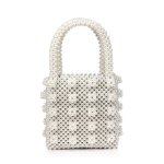 画像1: Custom-made retro pearl woven antonia tote bag カスタムメイド レトロ パール プラスチック ビーズ 編み込み 真珠トートバッグ (1)