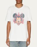画像2: Unisex Saint Vintage Vintage Style Flaming Three-Eyed Mickey Mouse print T-shirt　 男女兼用 ユニセックスヴィンテージスタイル炎の3つ目ミッキーマウスプリント半袖Tシャツ (2)