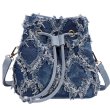 画像1: Denim fringe bucket tote shoulder pochette bag　 デニムフリンジバケットトートショルダーポシェットバッグ (1)
