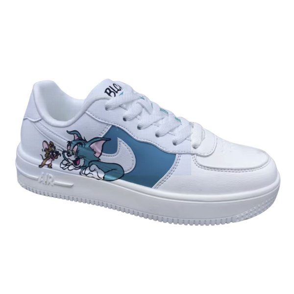 画像1: Tom & Jerry lace-up leather graffiti sneakers 男女兼用 ユニセックス トム＆ジェリートムとジェリー レザーレースアップ ペイント スニーカー (1)