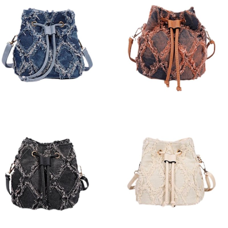 画像7: Denim fringe bucket tote shoulder pochette bag　 デニムフリンジバケットトートショルダーポシェットバッグ (7)