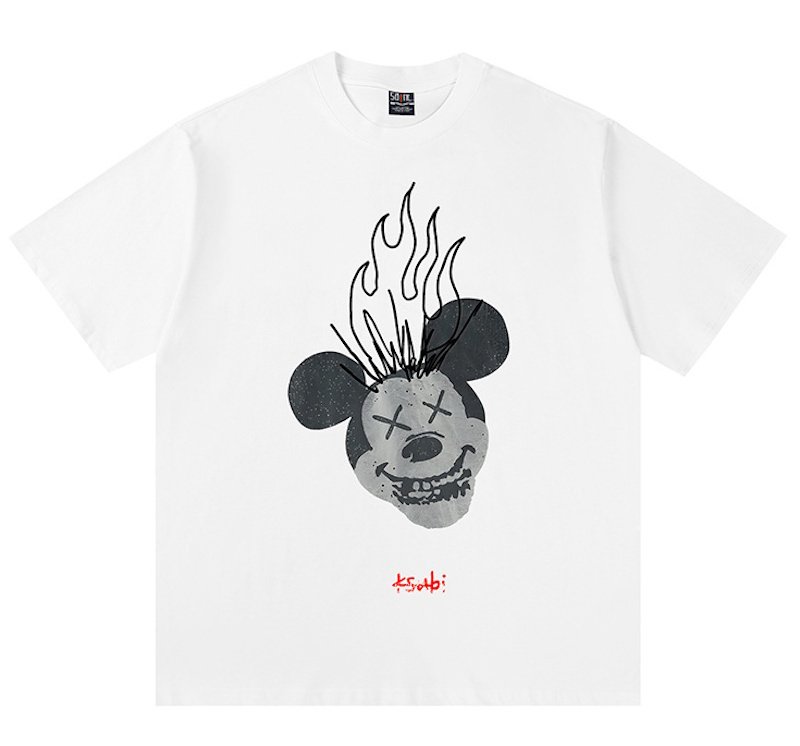 画像1: Unisex Saint Vintage Vintage Style KAWS x Mickey Mouse print T-shirt　 男女兼用 ユニセックスヴィンテージスタイルカウズ×ミッキーマウスプリント半袖Tシャツ (1)
