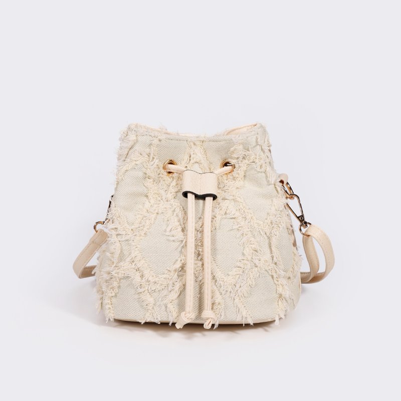 画像5: Denim fringe bucket tote shoulder pochette bag　 デニムフリンジバケットトートショルダーポシェットバッグ (5)