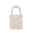 画像1: Custom-made retro Flower pearl woven tote bag カスタムメイド レトロ パール フラワー プラスチック ビーズ 編み込み 真珠トートバッグ (1)