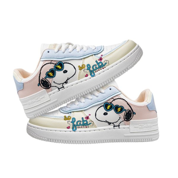 画像1: Snoopy graffiti lace-up sneakers Shoes ユニセックス 男女兼用 スヌーピー ペイント レースアップスニーカー (1)