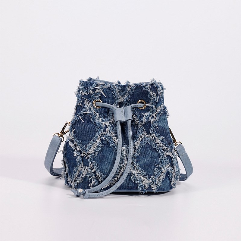 画像10: Denim fringe bucket tote shoulder pochette bag　 デニムフリンジバケットトートショルダーポシェットバッグ (10)