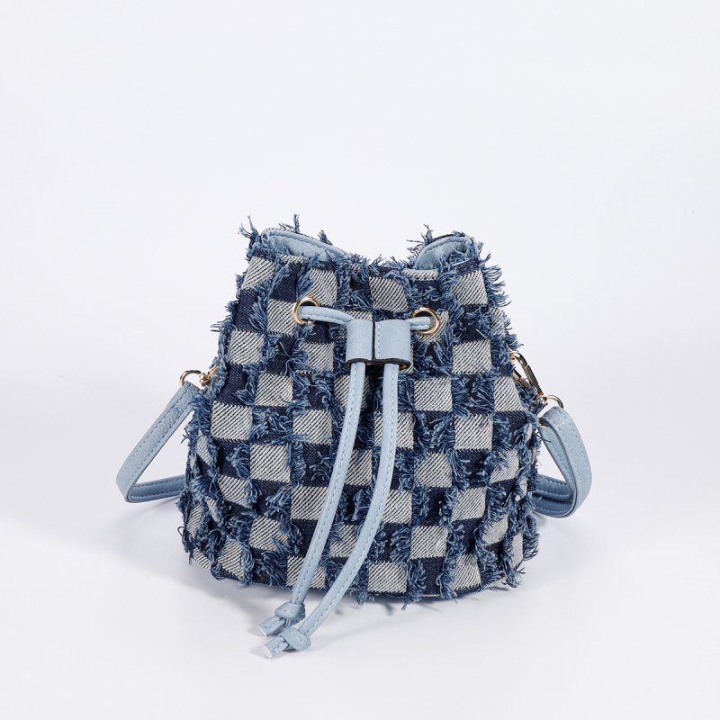 画像3: Denim fringe bucket tote shoulder pochette bag　 デニムフリンジバケットトートショルダーポシェットバッグ (3)