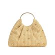 画像1: Studded metal handle straw basket tote bag 　スタッズ付きメタルハンドル籠かごトートバッグ (1)