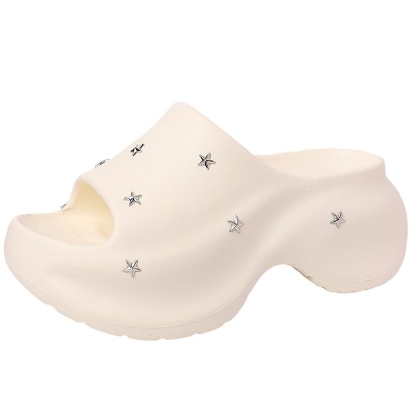 画像1: Star studs thick sole wedge Sandal Slippers 　スタースタッズ厚底ウェッジサンダルスリッパ (1)