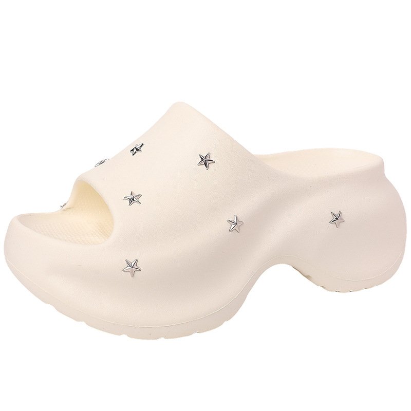 画像1: Star studs thick sole wedge Sandal Slippers 　スタースタッズ厚底ウェッジサンダルスリッパ (1)