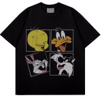 画像1: Unisex Looney Tunes Bugs Bunny Friends Print  T-shirt　 男女兼用 ユニセックスルーニー・テューンズ・バックスバニー仲間たちプリント半袖Tシャツ (1)