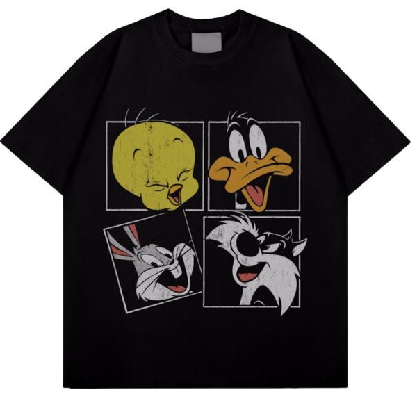 画像1: Unisex Looney Tunes Bugs Bunny Friends Print  T-shirt　 男女兼用 ユニセックスルーニー・テューンズ・バックスバニー仲間たちプリント半袖Tシャツ (1)