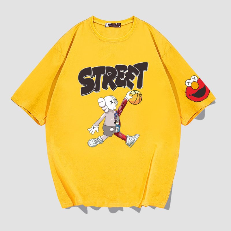 画像3: 23 kaws Basketball x Sesame Street Print T-shirtT-shirt　ユニセックス 男女兼用カウズバスケット×セサミストリートプリント 半袖 Tシャツ (3)