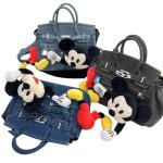 画像1: Unisex 3D Mickey Mouse denim remake BK bag ミッキーマウス ぬいぐるみ デニムリメイクスタイルトート ショルダーバッグ (1)