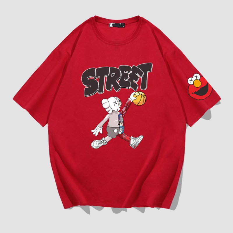 画像4: 23 kaws Basketball x Sesame Street Print T-shirtT-shirt　ユニセックス 男女兼用カウズバスケット×セサミストリートプリント 半袖 Tシャツ (4)