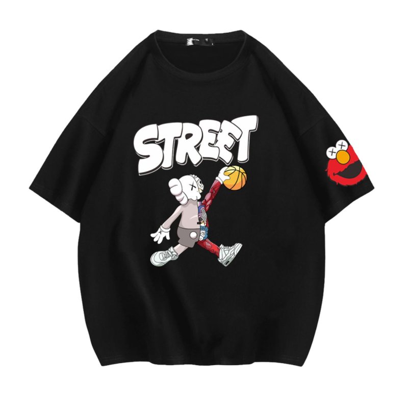 画像1: 23 kaws Basketball x Sesame Street Print T-shirtT-shirt　ユニセックス 男女兼用カウズバスケット×セサミストリートプリント 半袖 Tシャツ (1)