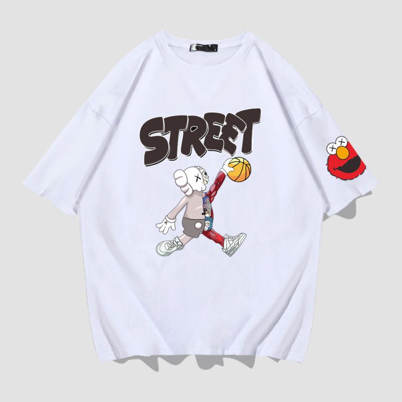 画像2: 23 kaws Basketball x Sesame Street Print T-shirtT-shirt　ユニセックス 男女兼用カウズバスケット×セサミストリートプリント 半袖 Tシャツ (2)